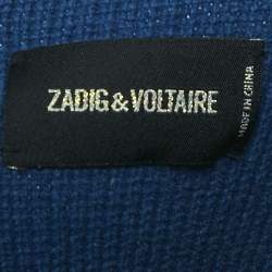 Pre Owned Zadig & Voltaire Blue/Green Muse Intarsia Rib Knit Sweater L