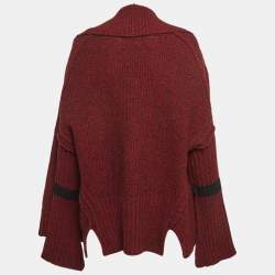 Pre Owned Zadig & Voltaire Burgundy Rib Knit Shawl Collar Mystic Cardigan XS/S