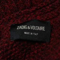 Pre Owned Zadig & Voltaire Burgundy Rib Knit Shawl Collar Mystic Cardigan XS/S