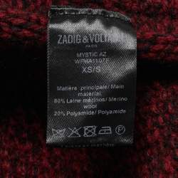 Pre Owned Zadig & Voltaire Burgundy Rib Knit Shawl Collar Mystic Cardigan XS/S