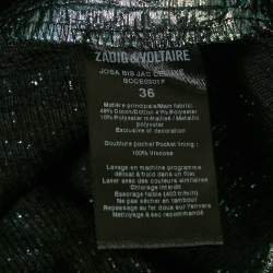 Zadig & Voltaire Metallic Blue Patterned Lurex Josa Bis Jac Deluxe Mini Skirt S