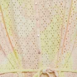 Pre Owned Zadig & Voltaire Yellow/Pink Camouflage Print Anglaise Requiem Short Dress L