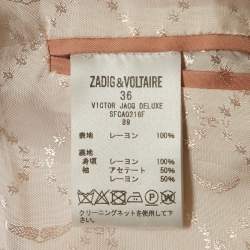 Pre Owned جاكيت فيكتور ديلوكس زادغ أند فولتيير جاكار نجمة وردي بصف أزرار واحد مقاس صغير