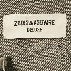 Pre Owned Zadig & Voltaire Grey Distressed Denim Embroidered Kiok Gris Brode Jacket XS