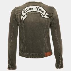 Pre Owned Zadig & Voltaire Grey Distressed Denim Embroidered Kiok Gris Brode Jacket XS