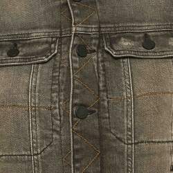 Pre Owned Zadig & Voltaire Grey Distressed Denim Embroidered Kiok Gris Brode Jacket XS