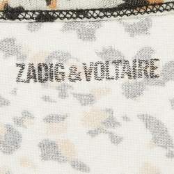 Zadig & Voltaire Beige Leopard Print Gauze Jersey T-Shirt L