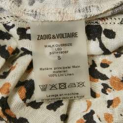 Zadig & Voltaire Beige Leopard Print Gauze Jersey Walk Oversized T-Shirt M