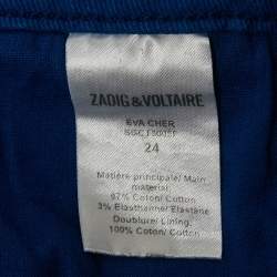 Pre Owned Zadig & Voltaire Blue Cotton Drill Skinny Eva Cher Jeans S Waist 24"