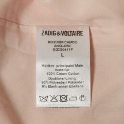 Zadig & Voltaire Pink/Yellow Camouflage Print Broderie Anglaise Cotton Requiem Dress L