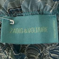 Zadig & Voltaire Blue Root Print Raw Edge Detail Asymmetric Dress S