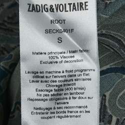 Zadig & Voltaire Blue Root Print Raw Edge Detail Asymmetric Dress S