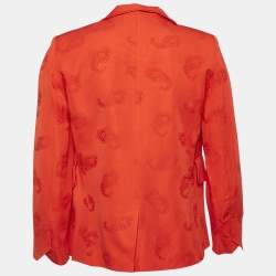 Zadig & Voltaire Red Paisley Jacquard Open Front Blazer S