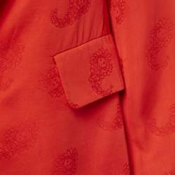 Zadig & Voltaire Red Paisley Jacquard Open Front Blazer S