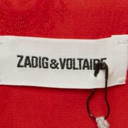 Zadig & Voltaire Red Paisley Jacquard Open Front Blazer S