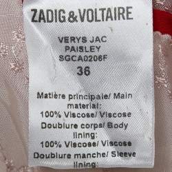 Zadig & Voltaire Red Paisley Jacquard Open Front Blazer S
