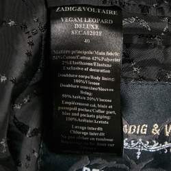 Zadig & Voltaire Deluxe Black Leopard Jacquard Vegam Blazer M
