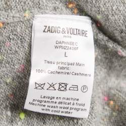 Zadig & Voltaire Grey Textured Cashmere Daphnee Cardigan L