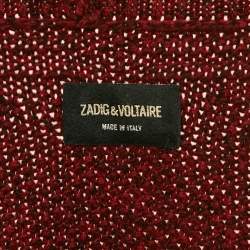 Zadig & Voltaire Burgundy Rib Knit Shawl Collar Mystic Cardigan XS/S