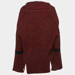 Zadig & Voltaire Burgundy Rib Knit Shawl Collar Mystic Cardigan XS/S
