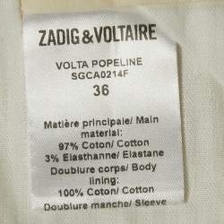 Pre Owned Zadig & Voltaire Cream Cotton Popeline Single Breasted Blazer S