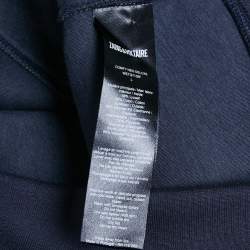 Zadig & Voltaire Deluxe Navy Blue Striped Neoprene Zip Up Hoodie L