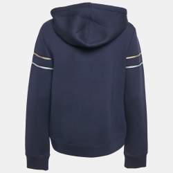 Zadig & Voltaire Deluxe Navy Blue Striped Neoprene Zip Up Hoodie L