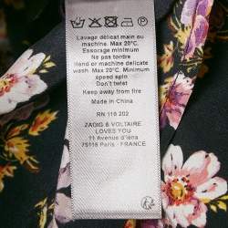 Zadig & Voltaire Black Floral Print Silk Pleated Button Front Maxi Dress XS