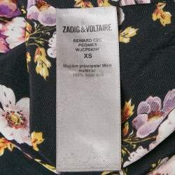 Zadig & Voltaire Black Floral Print Silk Pleated Button Front Maxi Dress XS
