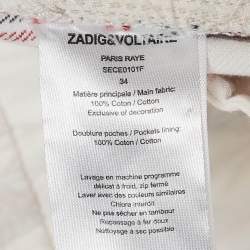 Zadig & Voltaire Cream Striped Cotton Raye Trousers S
