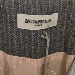 Zadig & Voltaire Grey Striped Wool Blend Judo Style Ville Jacket M