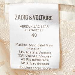 Zadig & Voltaire Off-White Star Jacquard Open Front Verdun Blazer M