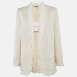 Zadig & Voltaire Off-White Star Jacquard Open Front Verdun Blazer M