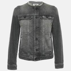 Zadig & Voltaire Grey Washed Denim Collar Neck Jacket M