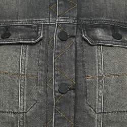 Zadig & Voltaire Grey Washed Denim Collar Neck Jacket M