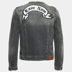 Zadig & Voltaire Grey Washed Denim Collar Neck Jacket M