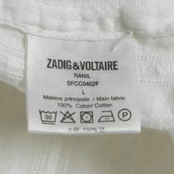 Zadig & Voltaire White Striped Lace Trim Cotton Mini Dress L