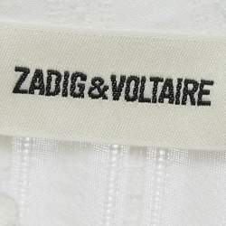 Zadig & Voltaire White Striped Lace Trim Cotton Mini Dress L
