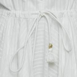 Zadig & Voltaire White Striped Lace Trim Cotton Mini Dress L