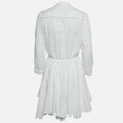 Zadig & Voltaire White Striped Lace Trim Cotton Mini Dress L