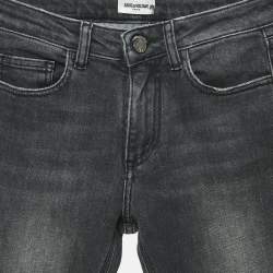 Pre Owned Zadig & Voltaire Grey Denim Skinny Eva Patch Jeans S Waist 25"