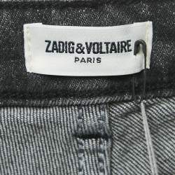Pre Owned Zadig & Voltaire Grey Denim Skinny Eva Patch Jeans S Waist 25"