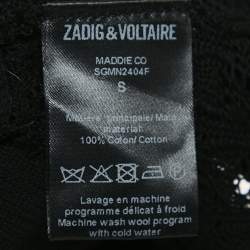 Pre Owned Zadig & Voltaire Black Crochet Knit Wrap Maddie Cardigan S