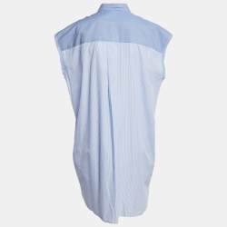 Zadig & Voltaire Blue Stripe Cotton Button Front Ruffled Rilt Mini Dress S