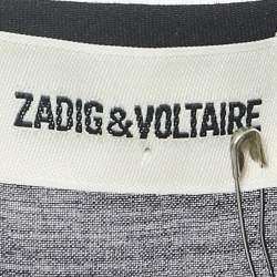Zadig & Voltaire Black Cotton Lace Trimmed Tie-Up Detail Asymmetric Midi Dress XS