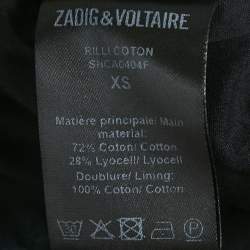 Zadig & Voltaire Black Cotton Lace Trimmed Tie-Up Detail Asymmetric Midi Dress XS