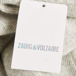 Zadig & Voltaire Grey/Navy Blue Wool Crew Neck Rod Jumper M