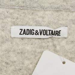 Zadig & Voltaire Grey/Navy Blue Wool Crew Neck Rod Jumper M