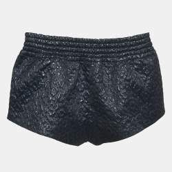 Pre Owned Zadig & Voltaire Deluxe Navy Blue Textured Jacquard Pad Shorts S