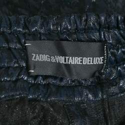 Pre Owned Zadig & Voltaire Deluxe Navy Blue Textured Jacquard Pad Shorts S